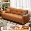 Sofá-cama de Couro Resistente a Arranhões de Gato Moderno Minimalista Sala de Estar de Apartamento Pequeno Sofá Reto Encosto de Três Estágios Sofá Dobrável Multifuncional