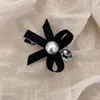 Pinza para el pelo estilo coreano con lazo y diamantes de imitación para mujer, con perlas de imitación, para flequillo lateral, para cabello roto, con forma de pico de pato, para tocado, accesorios para el cabello