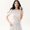 2026 Nuevo Otoño Invierno Versátil Cardigan de Punto de Seda Cachemira Manga Corta Conjunto de Dos Piezas Abrigo Suéter con Botones para Mujer