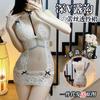 Lencería Sexy Vestido Bodycon Transparente de Encaje con Escote en V Profundo con Cuello Halter y Diseño Strapless para Mujer