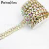 Corrente de vidro cristal em formato de folha metálica de quatro cores DIY acessórios de decoração para roupas sapatos bolsas corrente de strass para vestido de noiva soldagem