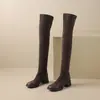 Botas Ante Botas Largas Medias Gruesas Elásticas Hasta la Rodilla Botas Delgadas Nuevo 4333 Tacones Altos Comercio Exterior Sin Botas Bailarina de Barra Mujer