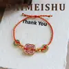 Pulsera Trenzada de Cuerda Roja con Esmalte Colorido, Original, a la Moda y Exquisita, con un Toque de Lujo Ligero y de Alta Gama, Joyería de Mano Versátil para Mujeres