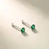 Pendientes de botón de plata pura 999 con cuatro puntas y diamantes de colores para mujer, Pendientes de lujo ligero de alta gama, Accesorios para orejas pequeños y simples estilo dopamina al por mayor