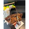 Comercio Exterior Transfronterizo Más Vendido Otoño e Invierno Nuevo Bolso de Mujer con Cremallera de Gamuza Estampado de Leopardo Bolso de Hombro Bolso Tote de Color Sólido