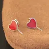 Pendientes de Plata de Ley S925 con Forma de Corazón Rojo para Mujer Diseño de Nicho Pendientes de Lujo Accesible Pendientes de Moda Elegantes Pendientes de Corazón Pendientes