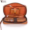 Moderna Nueva Caja de Accesorios para Cigarros de Cuero de Vaca de Primera Capa Vintage Transfronteriza con Correa de Muñeca, Caja de Almacenamiento de Tabaco de Cuero Genuino, Bolsa para Pipa