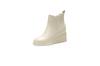 Botas Curtas de Salto Anabela em Couro Genuíno para Mulheres Outono e Inverno 2025 Novas Botas estilo Martin com Bico Redondo, Elástico Lateral e Salto Escondido para Pessoas Baixas
