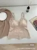 Ropa interior hermosa de otoño cálido con cuello en V de encaje y espalda descubierta para mujer, con copas, sexy, sin costuras, adelgazante, chaleco base cepillado para mujer