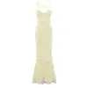 Vestido Longo Elegante e Sexy de Renda Jacquard Estilo Francês Romântico de Alta Qualidade com Costas Abertas, Amarração, Estrutura Interna e Alças Finas