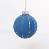 Decoración Navideña de Venta Caliente Transfronteriza Bola de Plástico Pintada Bola Flocada Bola Colgante para Árbol de Navidad Colgante Decoración de Escena Suministros