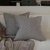 Cojín decorativo estilo nórdico para sofá, funda de almohada de lino con tejido cruzado, ambiente otoñal, diseño con puntada en el borde, simple y fácil de combinar, soporte lumbar