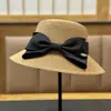 Novo Estilo Chapéu de Palha para Primavera e Verão, Chapéu de Palha com Laço Estilo Hepburn, Chapéu de Praia, Chapéu de Pescador Francês Retrô de Aba Larga, Dobrável e Moderno