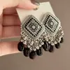 Pendientes Bohemios Retro con Borlas, Pendientes Elegantes Estilo Palacio Hong Kong con Colgante de Campana, Pendientes de Lujo Ligero y de Gama Alta