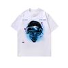 Camiseta de manga larga lavada con estampado de figura de rap retro de hip-hop estilo americano para hombre y mujer, marca de moda urbana, base antigua.