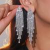 Brincos Longos com Franjas de Strass Degradê Transfronteiriços Europeus e Americanos para Mulheres, Brincos de Alta Qualidade, Brincos