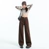2163 Primavera Nova Chegada All-Match Tridimensional Corte Cor Linha Machete Calça Jeans Feminino Solto Design Sense Banana Calças