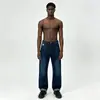 Jeans para hombre africanos y europeos, estilo básico versátil, jeans rectos para hombre lavados en negro y desgastados