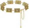 Cinturón versátil para vestido para mujer, con una delicada cadena de hierro estilo coreano con diseño de tótem, perfecto para combinar con vestidos en verano. Sencillo y versátil, disponible en colores cobre, dorado y plateado