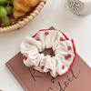 Lindo anillo para el cabello con lazo rosa y forma de cereza para mujer, accesorio para el cabello de alta gama, tamaño grande, con forma de bola y cuerda para el cabello.