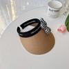 Sombrero de verano tejido de paja con parte superior vacía sombrero de copa tendencia creativa flor grande tablero de ajedrez Cuadros sombrero para el sol para exteriores sombrero para el sol para mujer