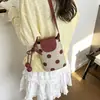Bolsa de Ombro de Bolinhas para Mulheres 2026 Novo Estilo Coreano Nicho Bolsa Transversal Simples Versátil Bolsa de Lona com Acessórios Fofos