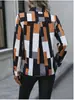Camisa Versátil de Manga Longa Transfronteiriça Europeia e Americana 2026, Top Estiloso Estampado para o Dia a Dia