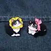 Lindo Broche de Metal de Gato Negro Dibujo Animado Creativo Lazo Forma de Gato Accesorio Insignia Pin de Solapa para Ropa en Stock