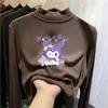 Camiseta térmica de forro polar con cuello semi-alto para niños para otoño e invierno, capa interior cálida para niñas, camiseta de manga larga con forro polar para niños mayores, estilo moderno