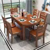 Mesa de comedor de madera maciza para el hogar, mesa de comedor cuadrada y redonda de doble uso, mesa de comedor plegable, mesa de comedor pequeña para el hogar y combinación de sillas