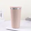 Taza térmica de acero inoxidable 304, termo de doble pared con popote, diseño elegante, portátil, adecuada para estudiantes, unisex, para café y agua