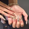Venta Caliente en Douyin Uñas Portables Largas Francesas Arte de Uñas Hecho a Mano Uñas Puntiagudas Deseo Puro Producto Terminado de Gama Alta Transfronterizo Ojo de Gato Almendra