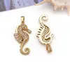 Acessórios para joias DIY, pingente de estrela-do-mar transfronteiriço, banhado a cobre com ouro real 18k, cravejado com zircônia, versátil para colares e pulseiras