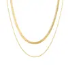 Collar de Cadena Hueso de Serpiente de Doble Capa con Hoja Cruzada Estilo Europeo y Americano, Diseño de Nicho de Lujo Ligero, Cadena de Cuello Versátil Minimalista de Gama Alta