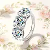 Fornecimento Transfronteiriço Anel Feminino de Prata Esterlina S925 com Três Pedras de Moissanita Anel de Ovo de Pombo de Diamante de Moissanita de Luxo de Alta Qualidade Venda por Atacado