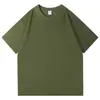 210g Algodón Puro Hombro Caído Cuello Redondo Manga Corta Verano Nuevo Peso Pesado Casual Moda Más Vendido Color Sólido Camiseta de Manga Corta para Hombre Top