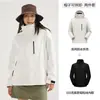 Chaqueta tres en uno estilo Pelliot para hombres y mujeres, chaqueta cortavientos e impermeable para exteriores para senderismo, ciclismo y ropa de trabajo con estampado