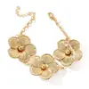 Venta Caliente Transfronteriza Exagerado Conjunto de Collar Pendientes Pulsera Flor de Cinco Pétalos Joyería de Metal Trébol de Cuatro Hojas Transfronterizo para Mujer Europeo Americano