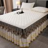 Falda de Cama Gruesa Acolchada de Fibra de Soya Juego de Tres Piezas 1.8m Cubrecama Estilo Princesa Encaje Cama Sábanas 1.5m Cama Antideslizante