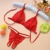 Lencería Sexy de Tres Puntos para Mujer, Sujetador de Encaje Transparente, Tanga Dividida, Sujetador Caliente Transparente con Corte para Chica