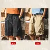 Shorts de Carga Cool Retro Americano para Hombre Verano Negro Moderno Outdoor Secado Rápido Casual Holgado de Cinco Puntos para Hombre