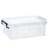 Caja Grande de Plástico para Artículos Sanitarios Caja de Almacenamiento Transparente Rectangular de Ángulo Recto con Tapa Caja de Rotación Logística Caja de Viaje para Vajilla