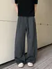Pantalones deportivos de corte inclinado estilo americano para hombre, ajuste limpio, pantalones casuales de pierna recta, pantalones deportivos holgados de pierna ancha de moda para otoño