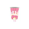 Set de vajilla desechable para fiesta de cumpleaños infantil con temática de donas: platos de papel, vasos de papel, servilletas de papel, mantel, cubiertos y juego de cucharas