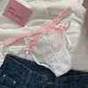 Gelatina de Durazno Blanco~Chica de Deseo Puro Estilo Japonés Encaje Hueco Correa Cruzada Sexy Bragas con Lazo Estilo Chica Dulce y Picante