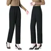 Nueva colección de otoño para mujeres de mediana edad y mayores: pantalones de pierna recta, corte holgado, cintura alta, cintura elástica y estilo cómodo y casual. Pantalones largos de color café elegantes