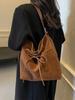 Bolso Retro de Gamuza Color Maillard para Mujer, Bolso de Hombro Versátil para Otoño e Invierno, Bolso Tote Cruzado para el Trabajo y los Viajes, Bolso Cubo