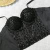 Colete Espartilho Europeu e Americano Cobre a Barriga e Tem um Visual Emagrecedor, Sutiã Modelador, Regata Cinturada Slim de Comprimento Médio com Contas para Uso Externo