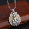 Collar para Hombre y Mujer, Colgante Amarillo del Dios de la Riqueza con Diseño Retro Único, Mantra de Seis Caracteres, Joyería de Plata Personalizada de Moda