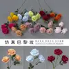 Rosa Artificial Venta al por mayor Transfronteriza Amazon Individual 3 Cabezas Rosa Artificial de París Flor Artificial Flor de Boda Pared de Flores DIY